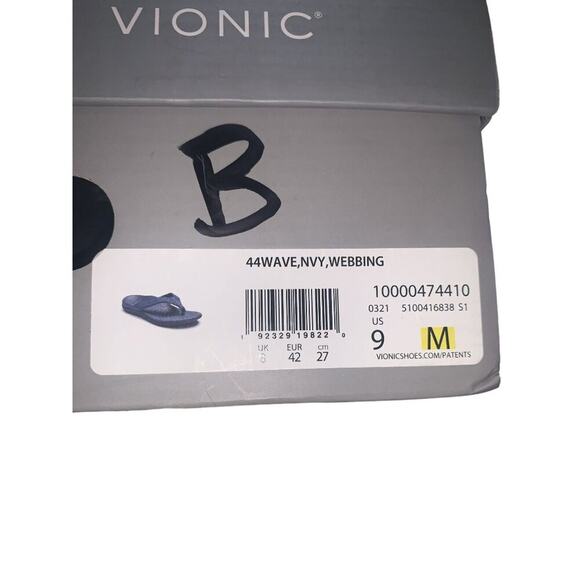 VIONIC Wave Navy Webbing Sandals Size 9M Orthotic Comfort - Picture 7 of 13
